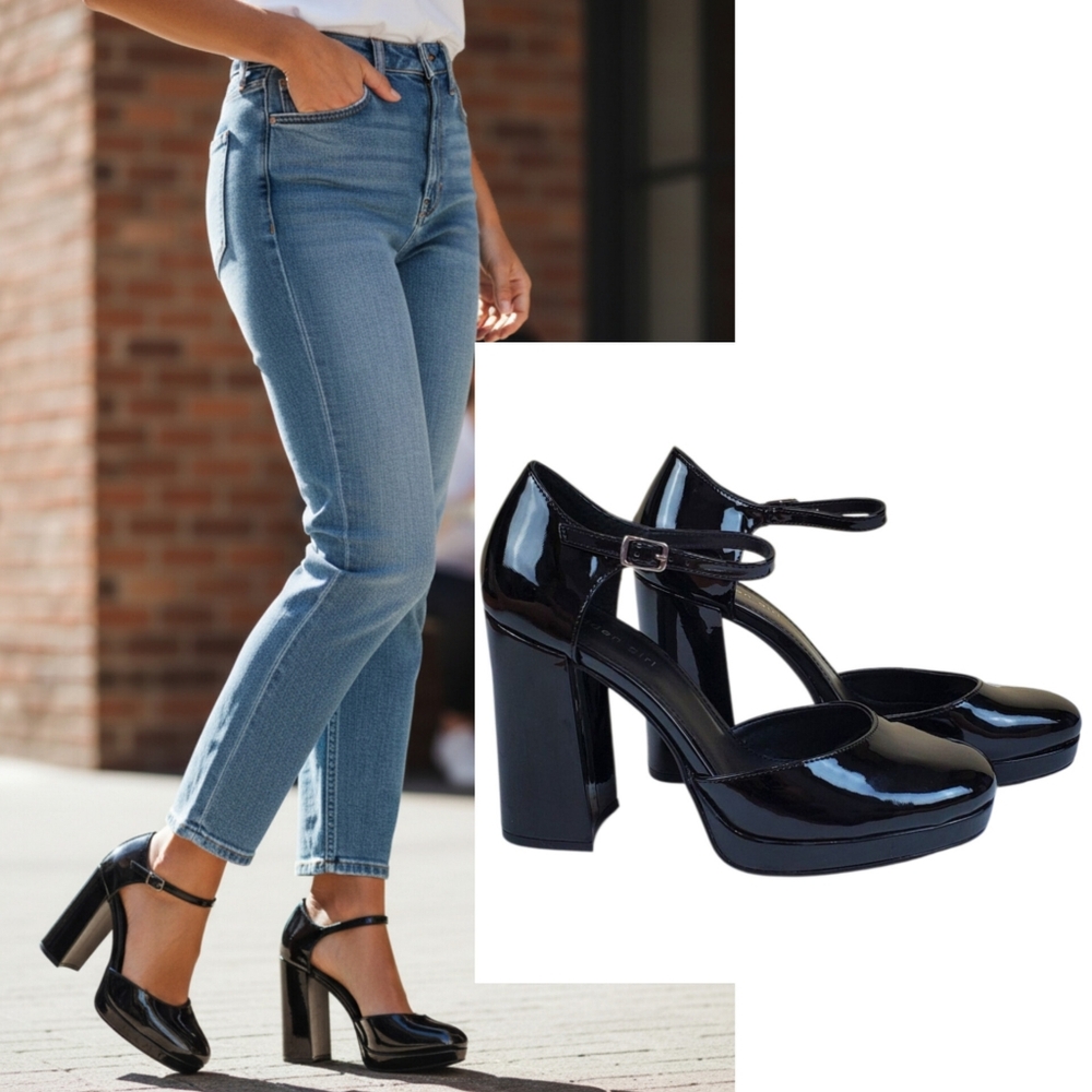 New Madden girl Unaa platform block heel pumps black academia classic y2k preppy - Picture 1 of 16
